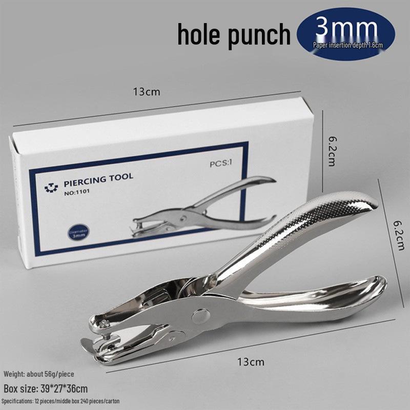 Manual Metal Hole Punch for A4 Paper - Single Hole Puncher for Students and Office Use