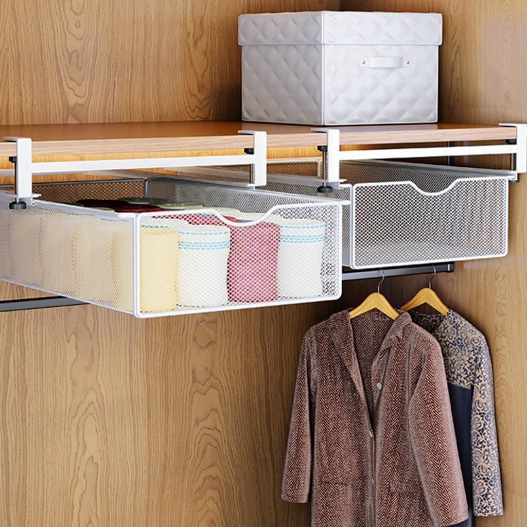 Forthcan Under-Desk Storage Rack with Sliding Drawers, Under-Desk Storage, Hanging Storage, Under-Cabinet Storage, Kitchen Rack, Hanging, Steel,