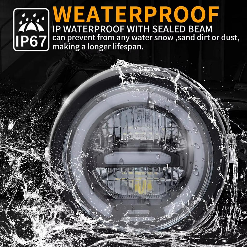 16cm Retro Motorcycle LED Headlight Daytime Running Lamp for Cruiser Chopper Cafe Racer