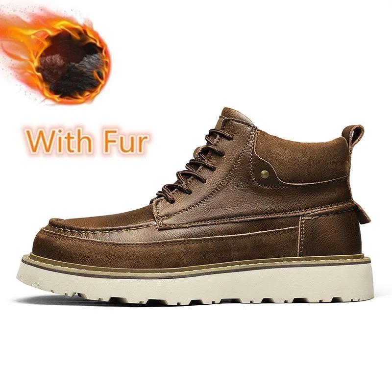 

Новые теплые плюшевые зимние ботинки для мужчин, мотоциклетные кроссовки, мужские модные брендовые повседневные ботинки из кожи со шнуровкой, уличная обувь 44