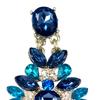 1 Pair Drop Earrings for Women, Geometric Exaggerated Blue Rhinestones Draped Earrings, Retro Palace Style Parties Jewelry