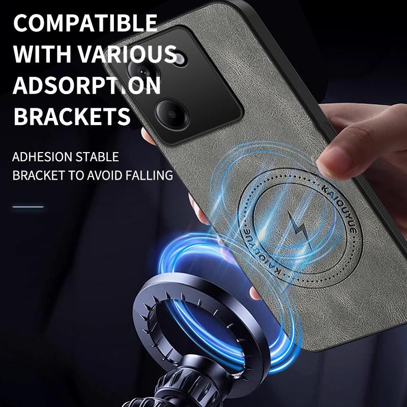For Xiaomi POCO M7 Pro Case Luxury PU Leather Skin Magnetic Magsafe Protective Back Cover Case For POCO M7 Pro 5G Phone Shell