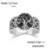 Titanium Steel Tree of Life Ring Personality Trend Hip Hop Punk Stainless Steel Smear Opening Rings for Men