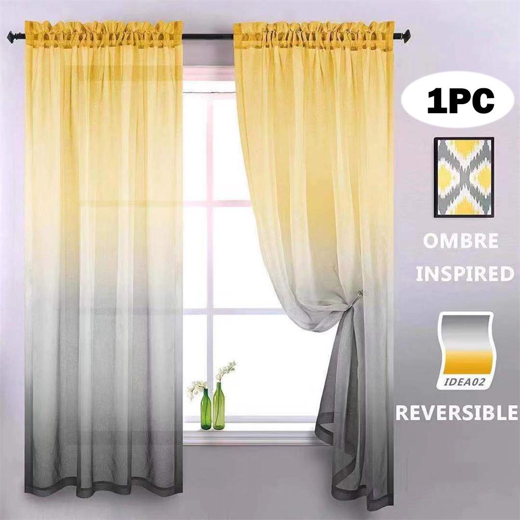 Gradient Color Tulle Door Window Curtain Drape Panel Sheer Scarf Valances 1PC