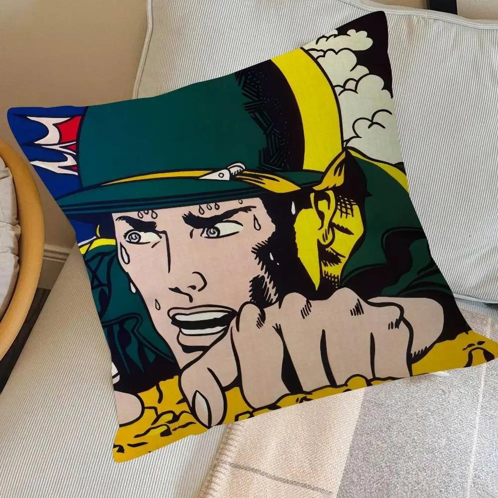 1 Pc Pop Art Comic Girl Cushion Cover Retro Abstract Throw Pillow Case For Sofa Living Room Cafe Decor Colorful Pillowcases