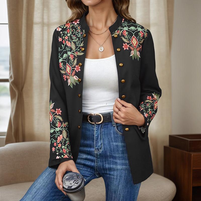 

ZANZEA Женская блузка с круглым вырезом, длинным рукавом, свободного кроя, с повседневным принтом 5XL чёрный