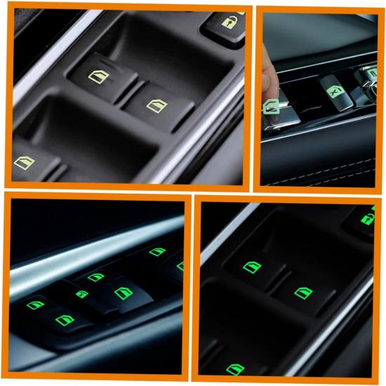 4 Stück Auto Leuchtende Knopfaufkleber Fluoreszierende Klebeaufkleber für Stilvolles Auto-Interieur Einfache Montage Nachtsicherheitsaufkleber für Fenster und Armaturenbrett-Knöpfe
