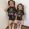 Kids Halloween Print Short Sleeve T-Shirt and Shorts Set Casual 2-Piece Outfit for Boys and Girls