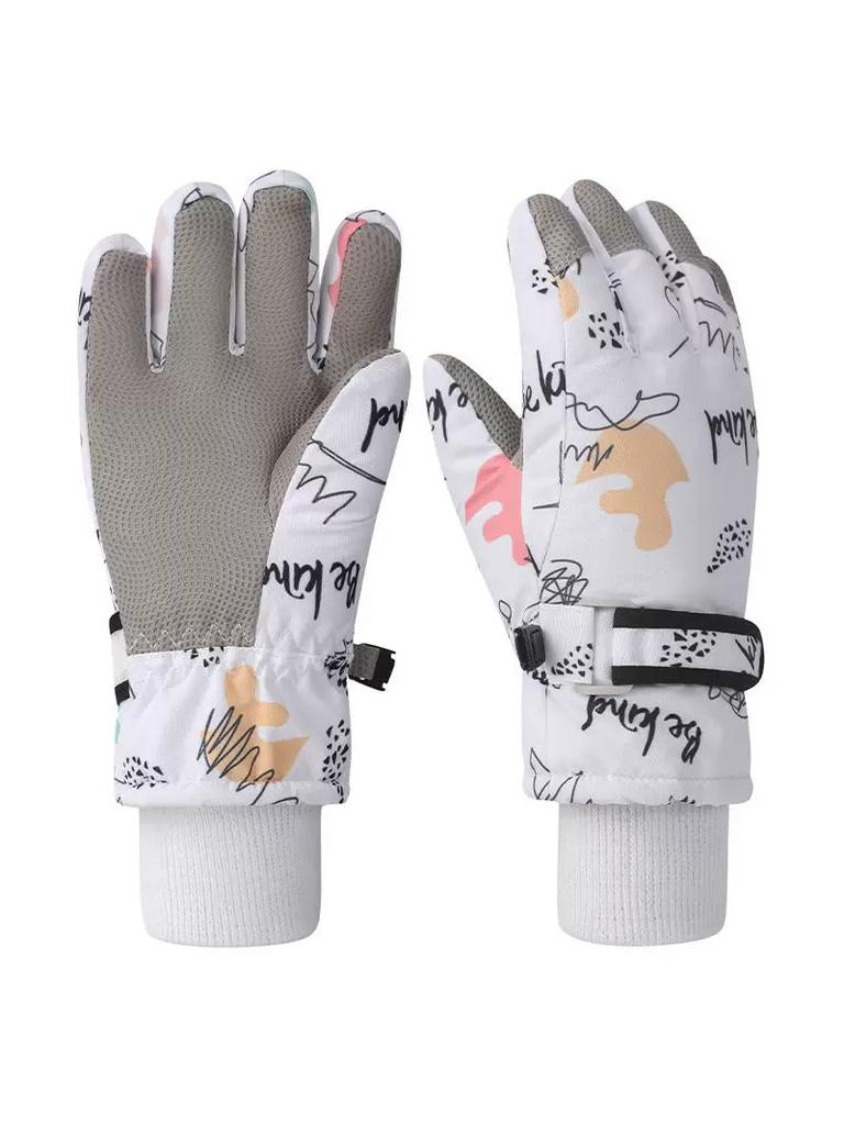 Ski Gloves Kids Winter Boys Girl Warm-Keeping and Cold-Proof Windproof Fleece Thickened Cotton Snow Playing Waterproof Five Fingers