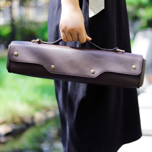 Sac pour flûte NOLITOY, Sac à main/sac à bandoulière 2-en-1, Élégant, durable et portable, 44 x 10,2 x 6,8 cm, Couleur café