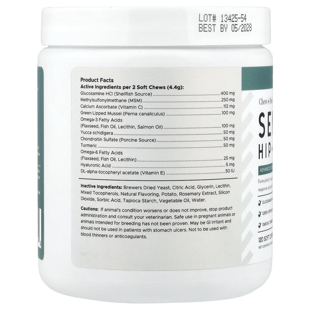 Chew + Heal, Senior Hip + Joint, for Dogs, 120 Soft Chews, 9.3 oz (264 g)
