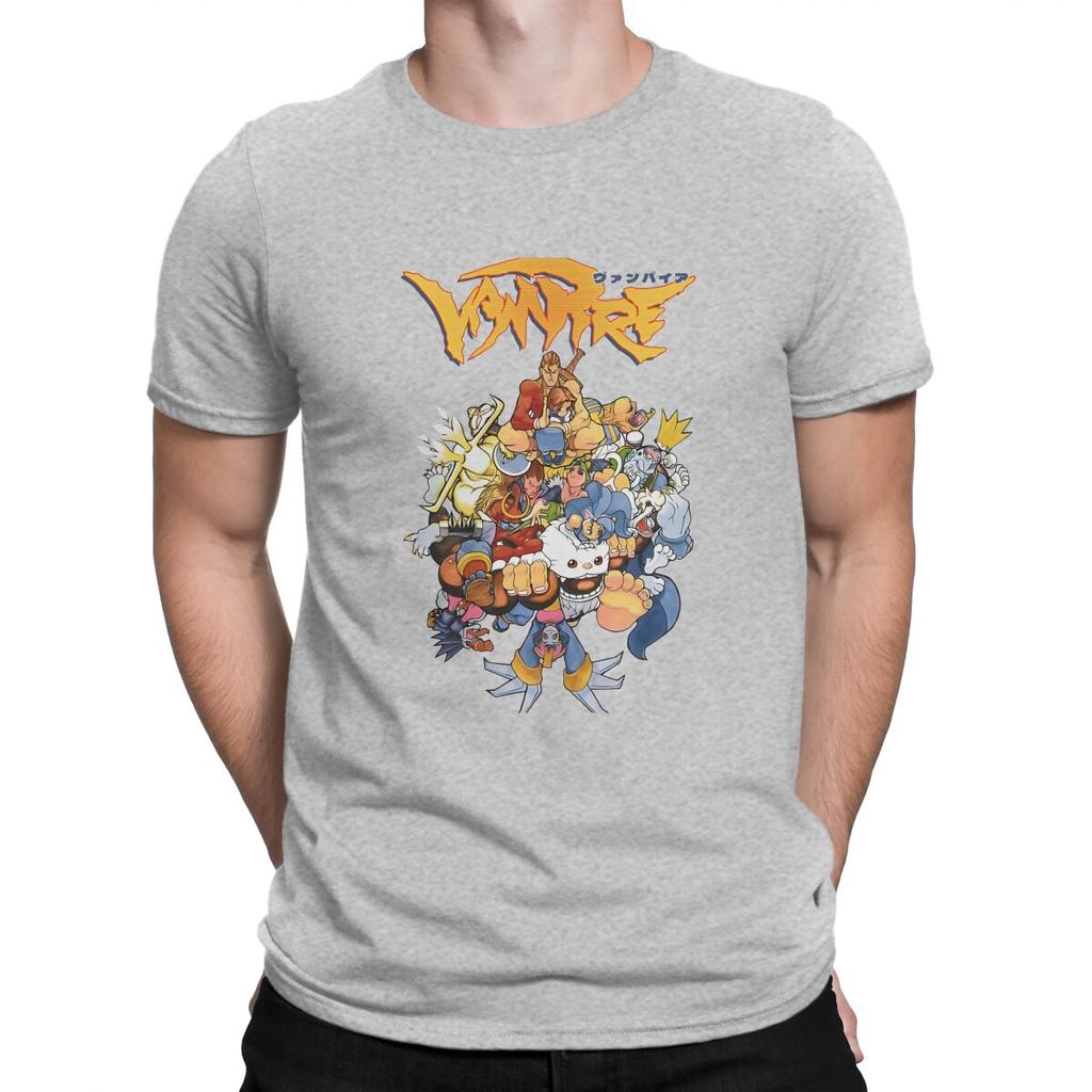 Vampire  The Night Warriors Men TShirt Darkstalkers Game O Neck Tops Fabric T Shirt Funny High Quality Birthday Gifts