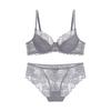 European and American Bra Set with Underwire and No Sponge Thin Double-layer Mesh Lace Underwear