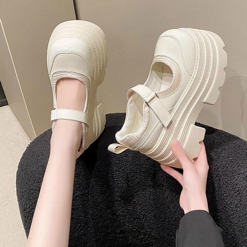 Plateau Damenschuhe Mode Damen Leder Slipper 10cm Mary Jane Schuhe für Damen Lolita Schuhe Neue Damen Sandalen Zapatos Mujer