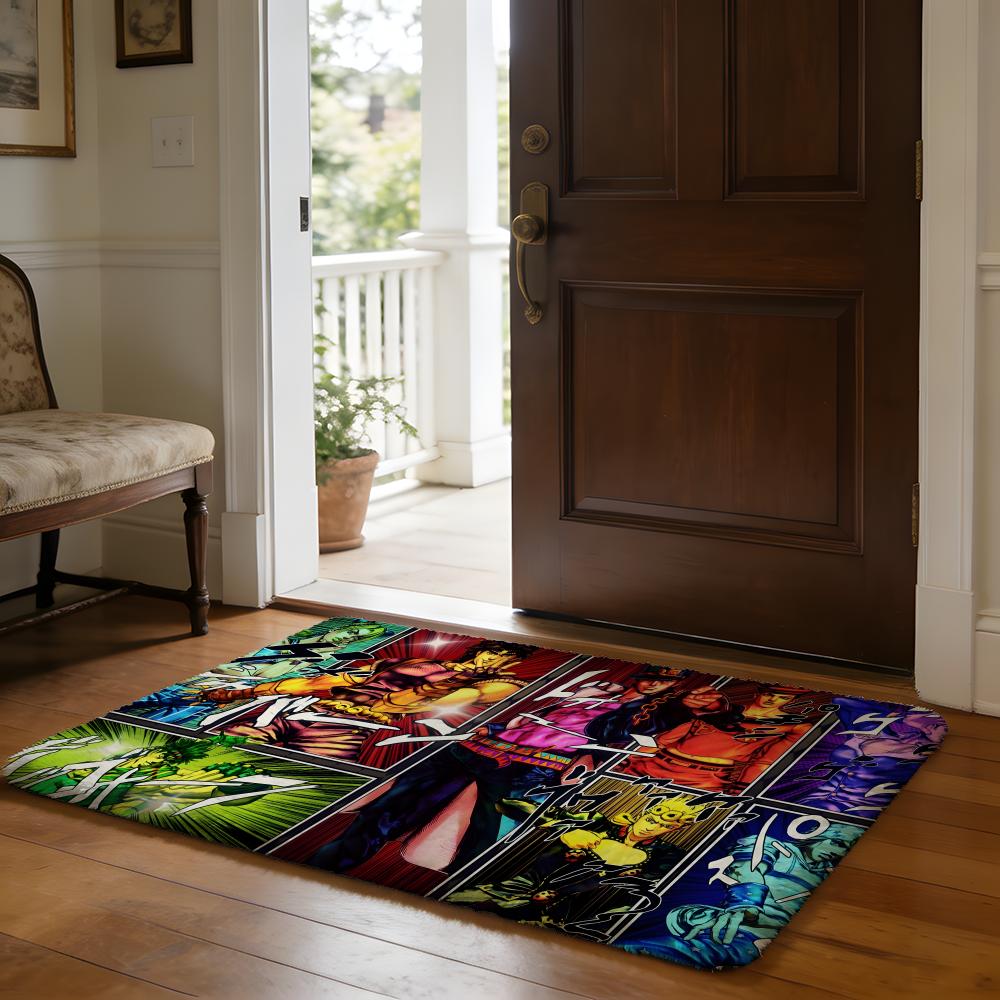 Fußmatte Weicher Flanellteppich Rutschfeste Saugfähige Matte für Badezimmer Schlafzimmer Heimdekoration Anime J JoJos Bizarre A Adventure