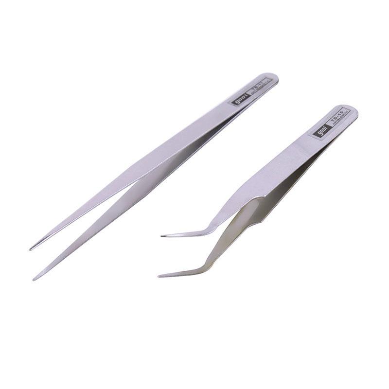 Pinzas dobladas R Pinzas dobladas de relojeros de joyeria de acero inoxidable SODIAL