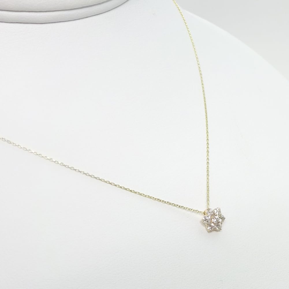 Und Ich Schmuck Diamant Halskette Sieben Sterne Karat 10K Gelbgold Feiner Diamantanhänger mit Echtheitszertifikat [You Box] 0.2