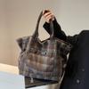 Woolen Plaid Big Bag Women's Portable Tote Bag Commuter Shoulder Bag
