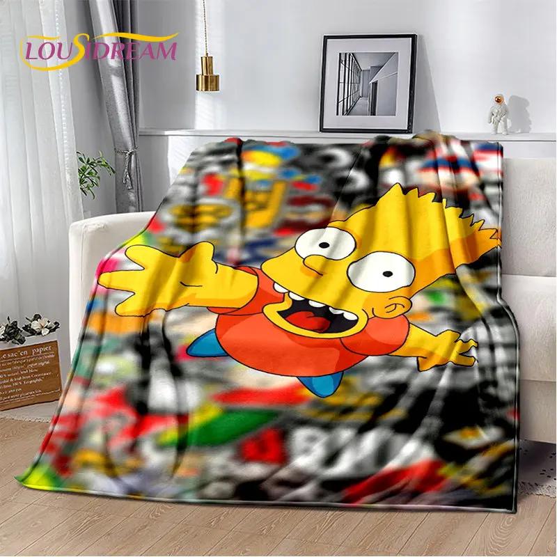 De S-Simpsons Cartoon Pluche Deken, Flanellen Deken Kinderen Plaid voor Woonkamer Slaapkamer Bed Bank Wandelen Vrije Tijd Dutten