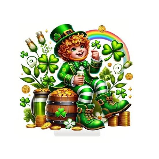 St. Sint Patrick's Dag Acryl Tafelbord 2D Ierse Klavertje Vier Kabouter Tafelblad Ornament voor Binnen Huis Bureau Plank Decoratie