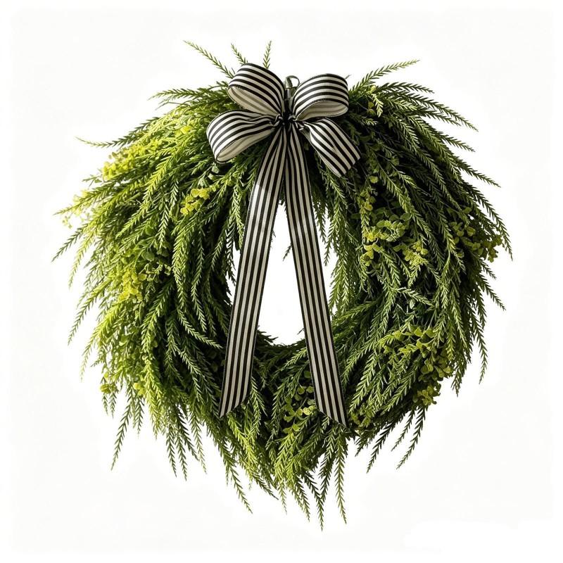 Rustic Hydrangea Wreath Wall Hanging Decor Farmhouse Home Door Or Window With Bow Accent