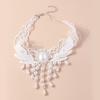 Fashion White Lace Embroidery Necklace Pearl Tassel Choker Neaklaces for Women Party Wedding Jewelry Gifts