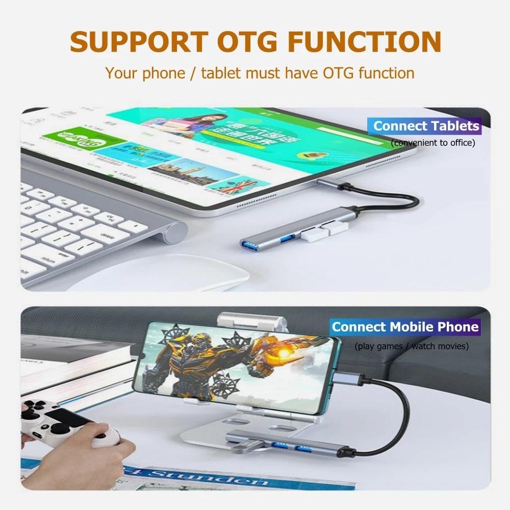 Aluminum Alloy Splitter Multi-function One Drag Four Hubs Hub Expander High-speed Computer Multi Interface Dock