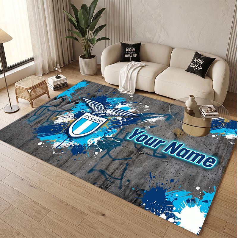 Personalized Crystal Velvet Carpet Lazio FC Pattern Non Slip Floor Rug