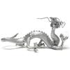 Copper Silver Dragon Holding a Crystal Ball, Feng Shui Good Luck Ornament, Goods, Item