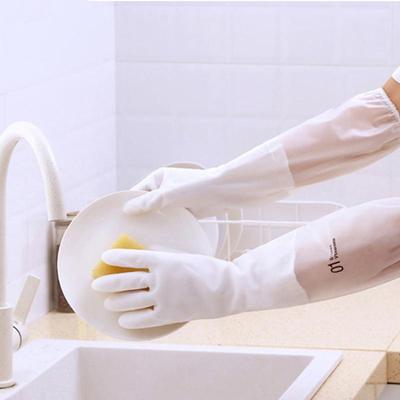 Waterproof Rubber Dishwashing Gloves White Long Multi-use Washing Clothes Kitchen Cleaning Durable Housework Dishwashing Tools