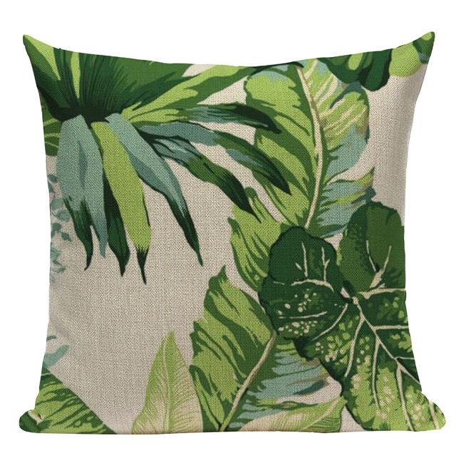 Tropical Plants Palm Tree Printed Decorative Throw Pillow Cushion Cover Case Green Leaf Leaves Cushion Case For Sofa Home