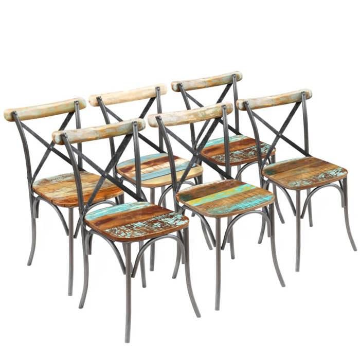 Chaises de salle à manger - VIDAXL - Bois de récupération massif - Lot de 6 - Style vintage
