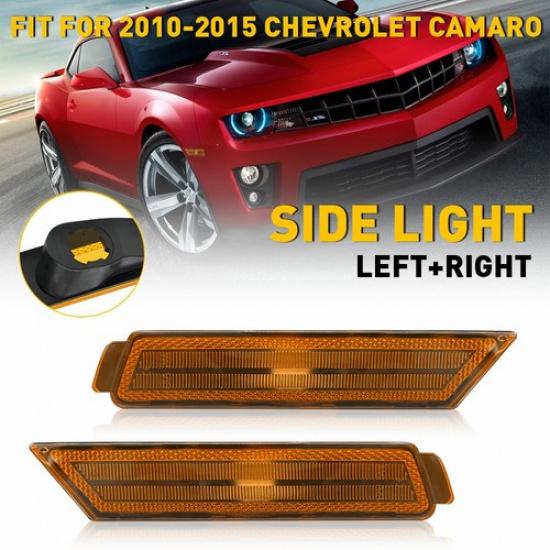 Amber Lens Front Side Marker Signal Light Reflectors For 10-15 Chevy Camaro EXV
