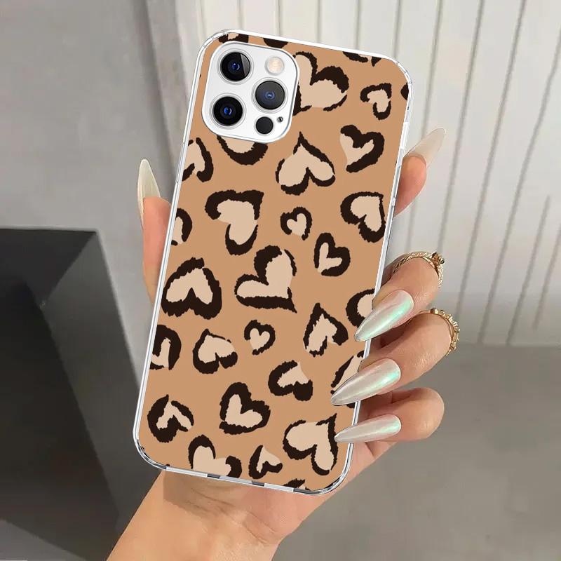 Leopard Print Phone Case for Iphone 17 Air 16 15 Plus 14 13 Mini 12 11 Pro Max 16E 7 8 SE 2020 Soft Funda Print Shell 16 15 14 1