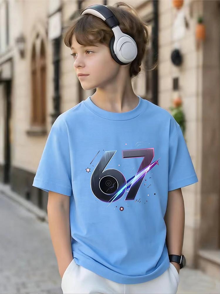 Kids 67 Themed Colorful Print TShirt Soft Cotton Fabric Breathable and Comfortable Ideal for Toddlers and Childrendf0223