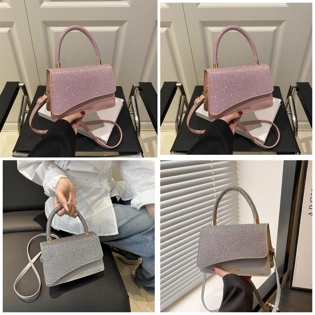 Pu Material Small Shoulder Bag For Daily Use With Letter Printed Glossy Material