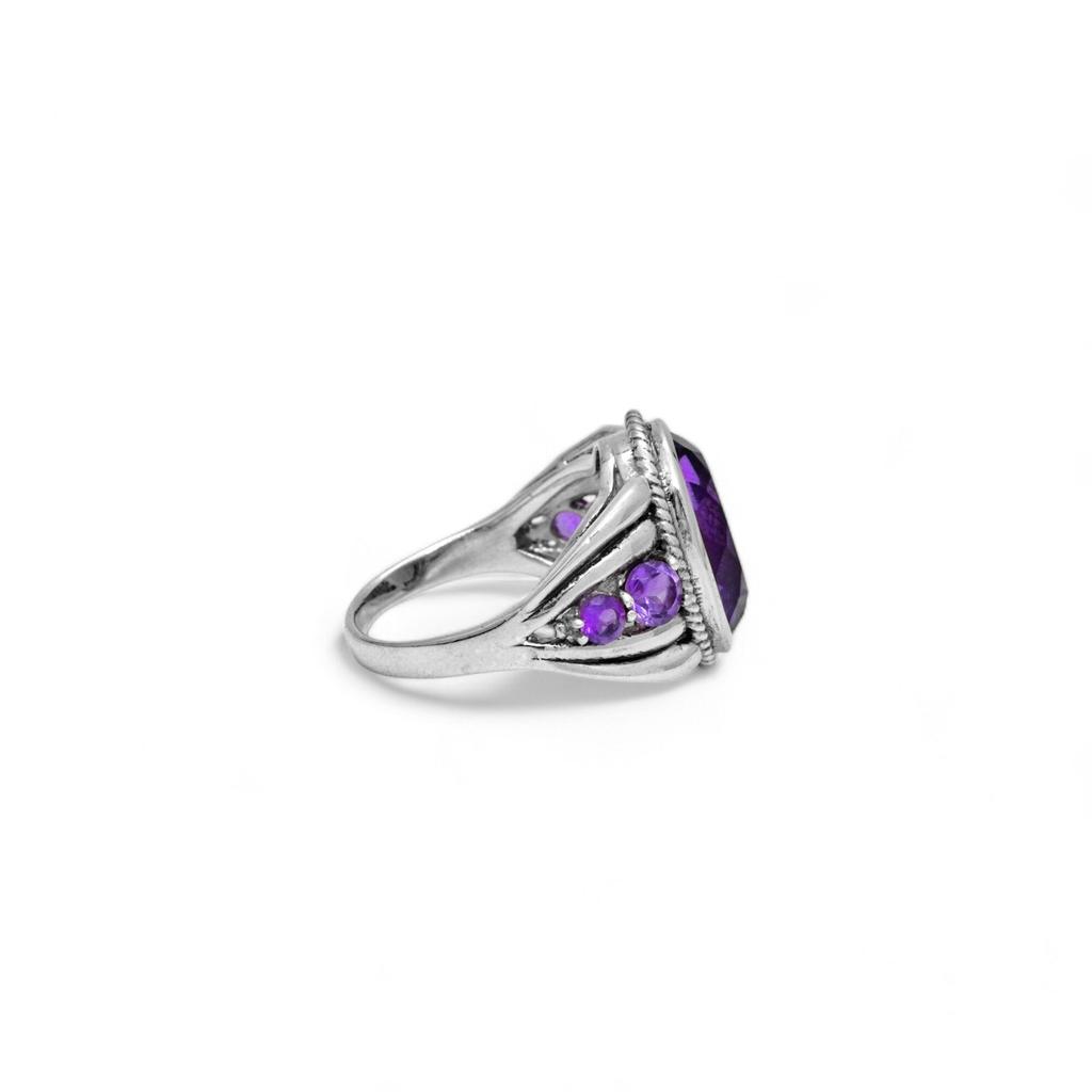 Natural Amethyst Ring, 925 Sterling Silver, Purple Gemstone