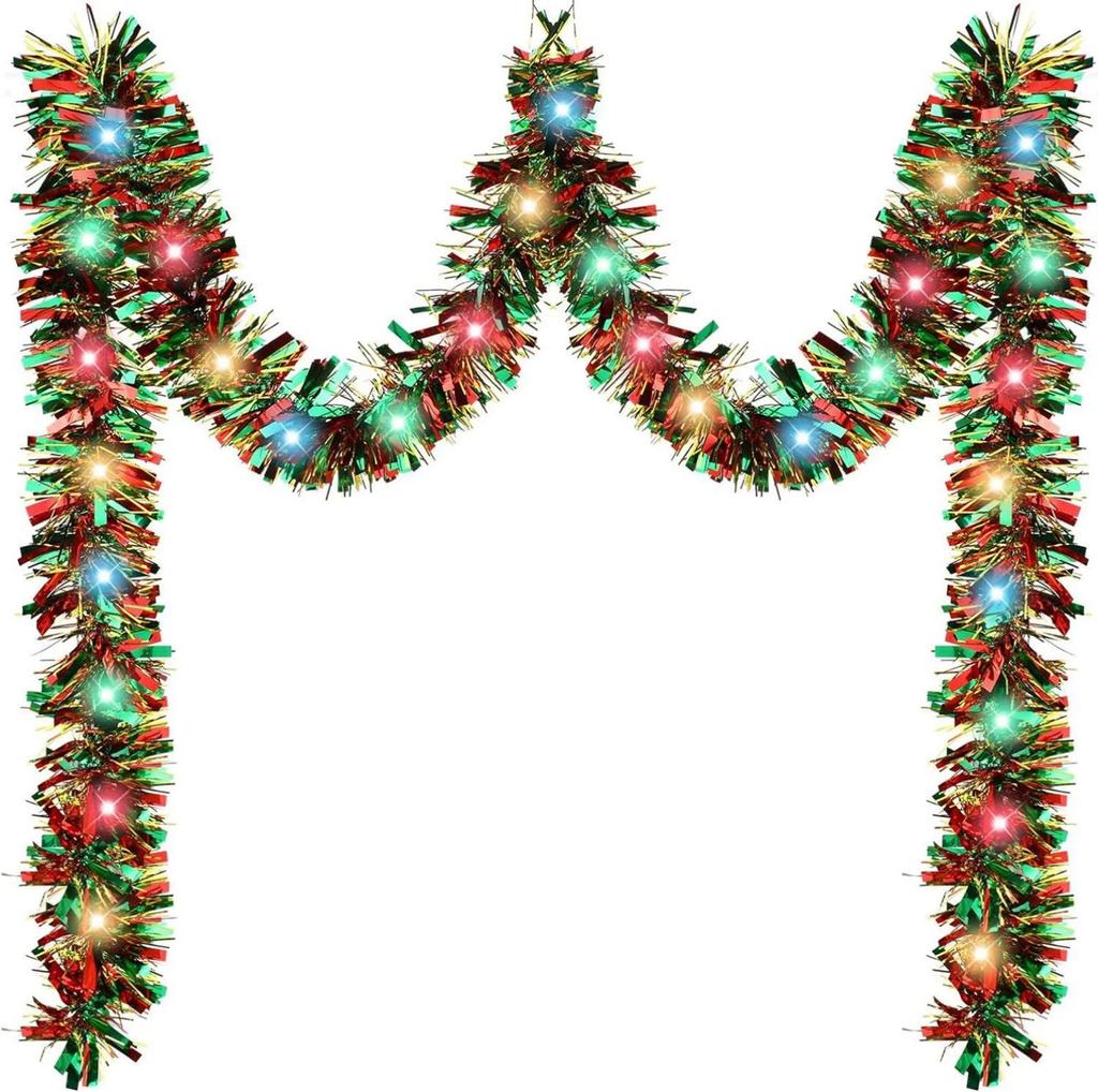 16.4 Ft Green Christmas Tree Garland Christmas Prelit Garland With Lights 50 LED Hanging Lighted Christmas Garland Xmas Garland For Xmas Tree Deco