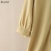 ZANZEA Women Casual Round Neck Solid Color Loose 3/4 Sleeve Shirt Dress