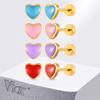 Vnox Mini Stud Earrings For Women,Gold Color Flat Back Heart Stainless Steel Piercing Earrings,Helix Cartilage Fashion Jewelry