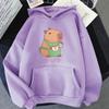 Cute Capybara Barista Making Coffee Hoodie With Hooded Harajuku Kawaii Sweatshirt Anime Print Cartoon Clothes Sudaderas Hoody