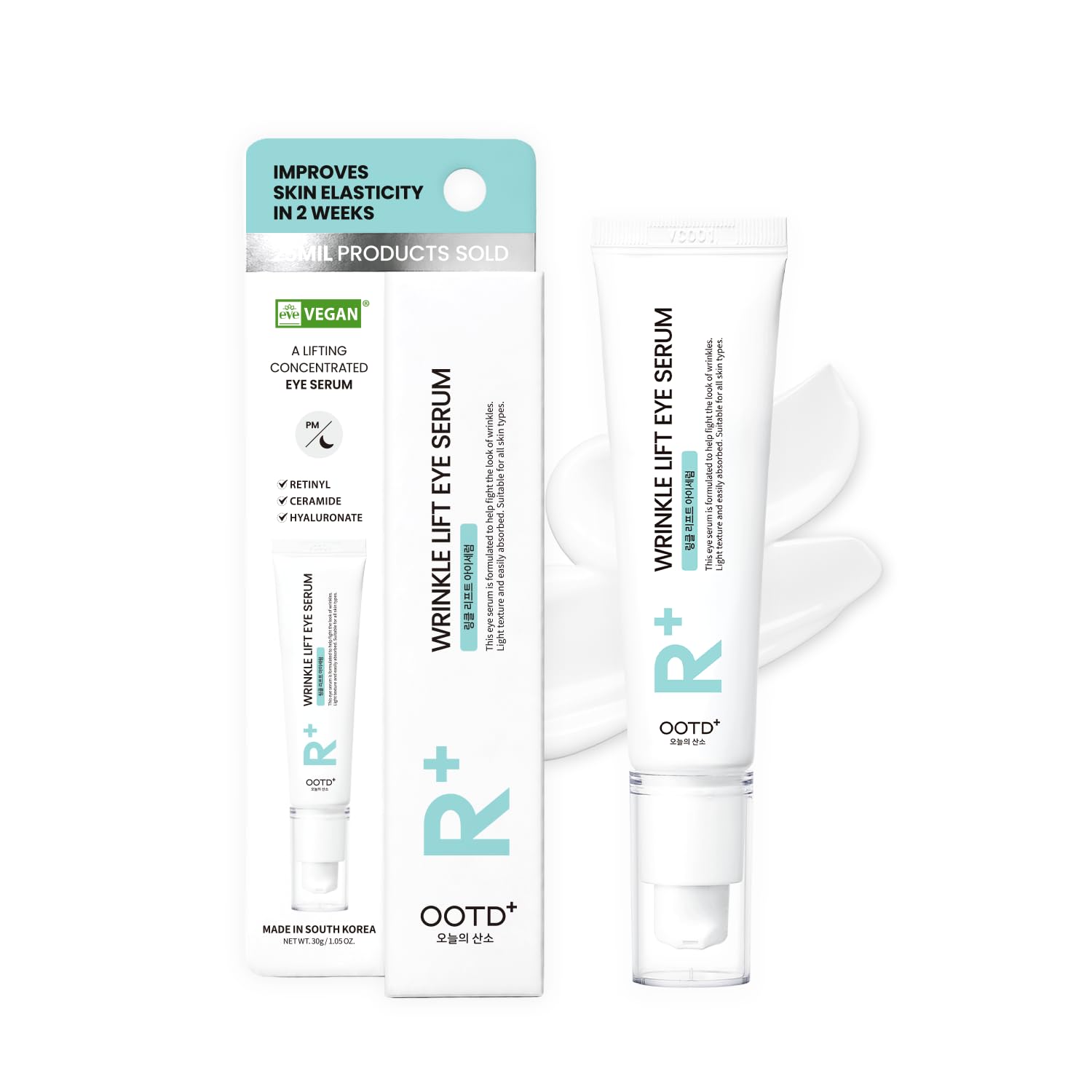 OOTD Wrinkle Lift Eye Serum (R+) - Reduces Fine Lines & Wrinkles, Hydrating, Firming, Plumping | Retinol, Hyaluronic Acid, Ceramide | Anti-Aging Un