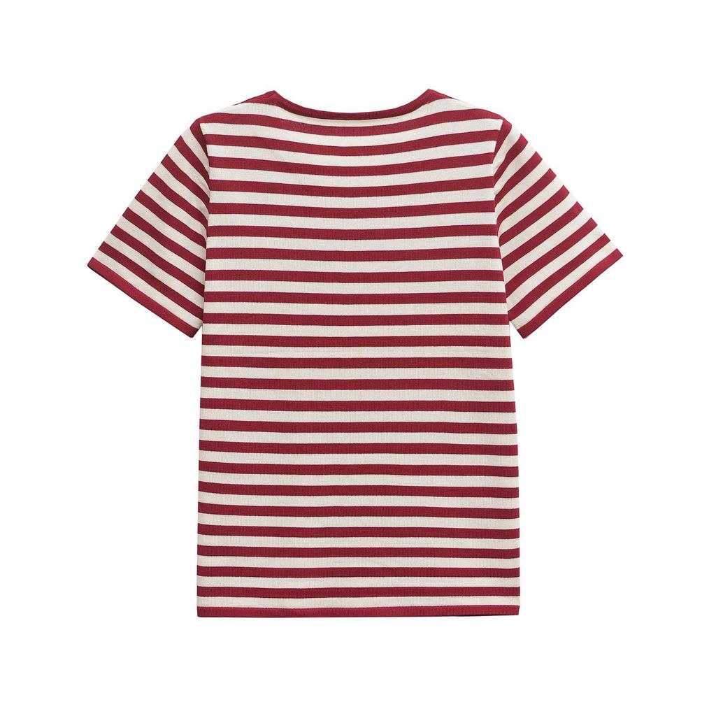2025 Spring Women's Striped Short Sleeve Knitted Top - European & American Style Fashion