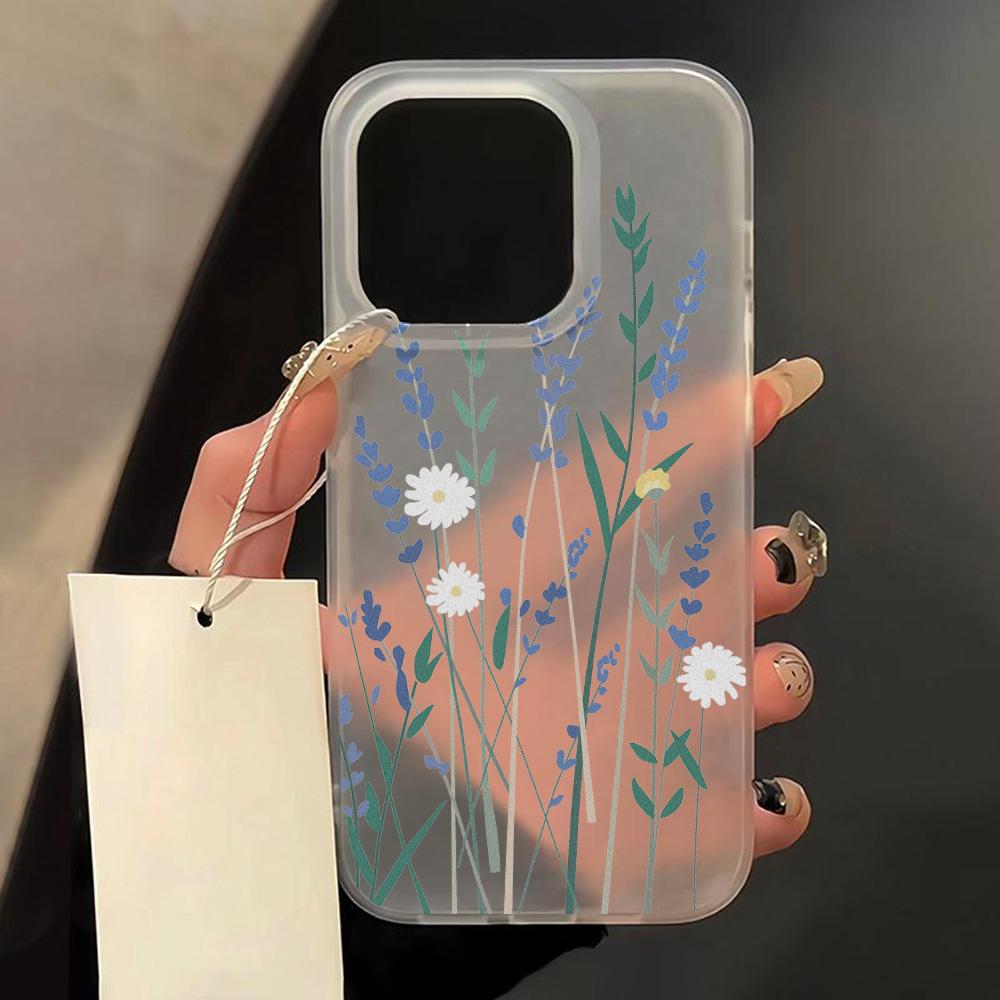 Matte Silikon Blumen Handyhülle für iPhone 16 Pro Max Funda iPhone 11 13 15 14 Plus 12 Mini 16promax 15promax Transparente Hülle