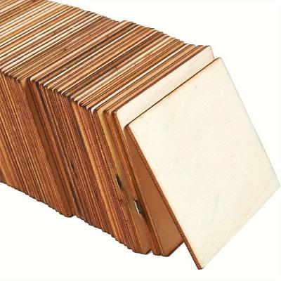 60pcs Wood Pieces 3x3 Inch, Blank Wooden Squares for Crafts, Cutout Tiles for DIY Coasters, Painting, Engraving