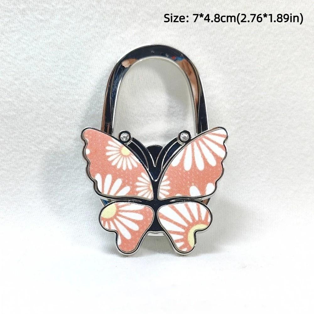Durable Foldable Butterfly Handbag Hook Portable Creative Purse Holder Chrysanthemum Flowers Purse Hanger for Table