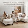Divano Angolare a U a 4 Posti con Chaise Longue, Divano Moderno in Chenille, Divano Letto con Schienale Regolabile, Divano per Ospiti per Soggiorno e Ufficio, Beige