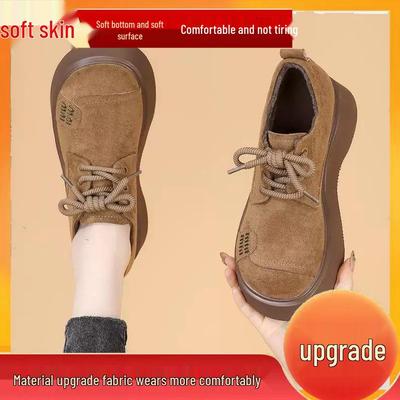 Women's Retro Leather Platform Loafers - Spring/Summer 2025, Lace-Up, Thick Sole, Versatile Style