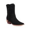 2025 Wildleder Leopardenmuster Stoff Holzmaserung Dicker Absatz Quaste Dünner Riemen Slipper Westernstiefel Plüschfutter für Winterstiefel