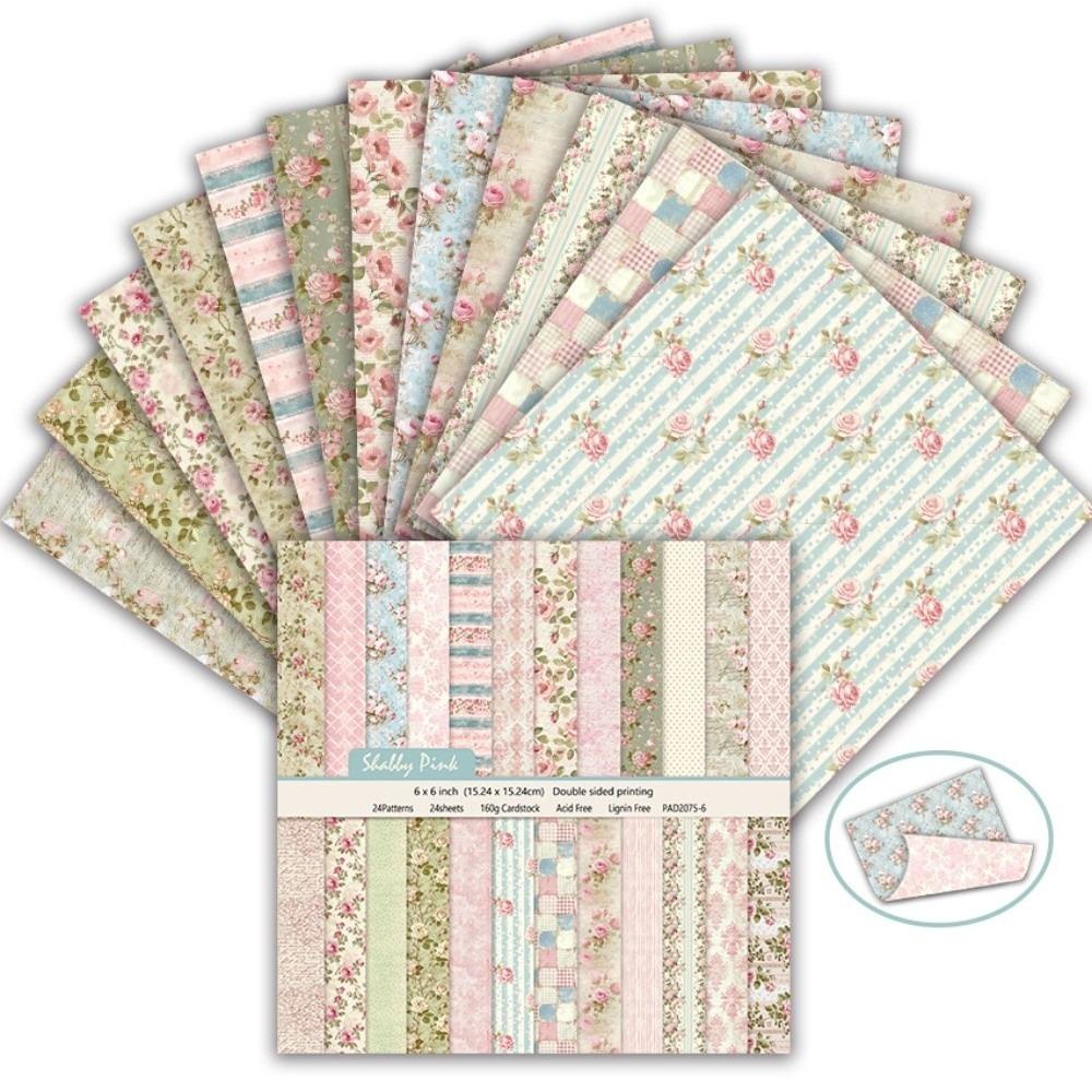 24 Blätter beidseitiges Scrapbooking-Papier mit Blumenmuster Hintergrundpapier Bastelpapier Journaling